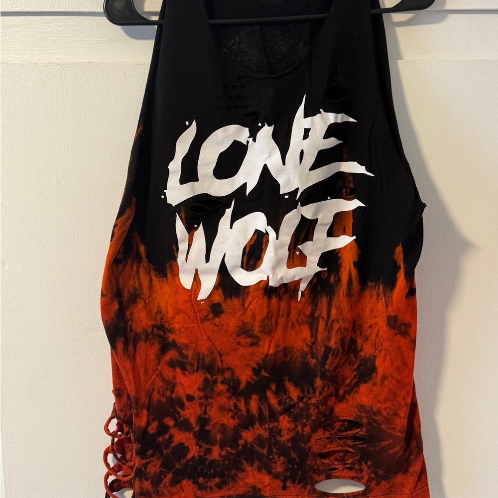The Drive Clothing Black and Orange 'Lone Wolf' Tank Top